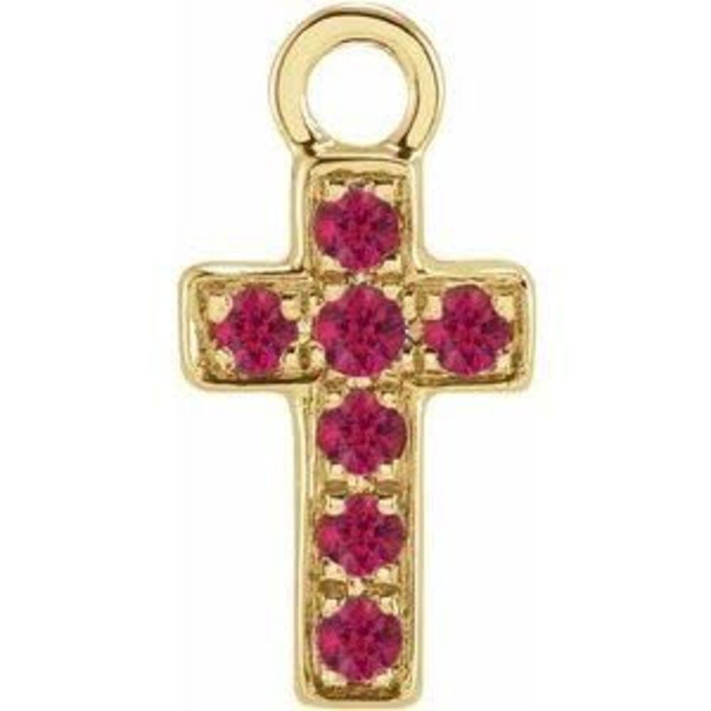 14k Yellow Natural Ruby Cross Dangle - image 6